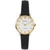Prisma Goudkleurig Rond Dames Horloge met Zwart Lederen Horl