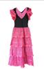 Spaanse jurk dames roze/zwart Maat 18 - lengte 115 cm, kledi