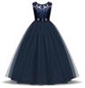 Communie jurk prinsessenjurk donker blauw + bloemenkrans 6-7