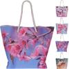 Strandtas met Bloemenprint en Katoenen Koord Assorti