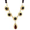 Granaat collier met gouden elementen 42 cm 14 krt