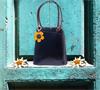 DONNA leren rugtas / schoudertas donkerblauw