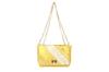 GINA Italiaans leren schoudertas geel metallic rainbow