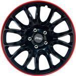 4-Delige J-Tec Wieldoppenset Hero GTR 13-inch zwart/rode rand