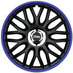 4-Delige J-Tec Wieldoppenset Orden R 13-inch zwart/blauw + chroom ring
