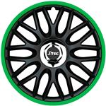 4-Delige J-Tec Wieldoppenset Orden R 13-inch zwart/groen + chroom ring