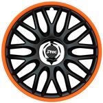 4-Delige J-Tec Wieldoppenset Orden R 13-inch zwart/oranje + chroom ring