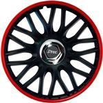 4-Delige J-Tec Wieldoppenset Orden R 16-inch zwart/rood + chroom ring