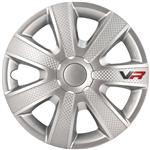 4-Delige Wieldoppenset VR 13-inch zilver/carbon-look/logo