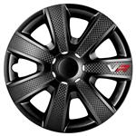 4-Delige Wieldoppenset VR 14-inch zwart/carbon-look/logo