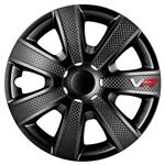 4-Delige Wieldoppenset VR 16-inch zwart/carbon-look/logo