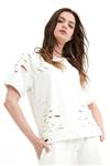 Birola T-Shirt met gescheurde details 21359 Off white