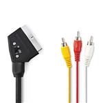 Schakelbare SCART - RCA kabel SCART mannelijk - 3x RCA mannelijk 2,00 m zwart