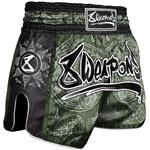 8 Weapons Muay Thai Short Carbon Yantra Olive Green