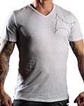 TapouT White Line Stitches Katoenen V-hals T-Shirt Wit