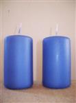 Cilinderkaars Blauw/ Lavendel set 2stuks