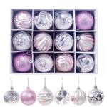 Kerstballen 12 stuks 6 cm Roze