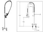 Horeca voorspoeldouche zonder tussenkraan - T&amp;S - 2 puntsbladmontage - EU-6DP00