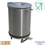 Horeca vuilnisbak met pedaal, deksel en wielen - 50 liter - RVS -  Diamond - PCRA/50B