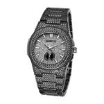 Full Diamond Luxe Horloge voor Heren - Roestvrij Staal Kwarts Uurwerk met Opbergdoosje Zwart