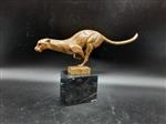Beeld, Bronze Running Cougar on Marble 31cm - 20 cm - Brons, Marmer