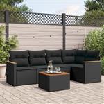 vidaXL 6-delige Loungeset met kussens poly rattan zwart