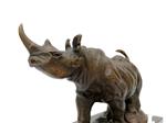 Beeldje - A rhino - Brons, Marmer