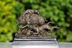 Beeld, dogs attack bear - 18 cm - bronze marble
