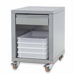 R.v.s. onderstel + lade, op wielen, voor pizzapletter | Diamond | SDP/PF