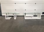 (256) Nieuwe salontafels blinkend wit met glas