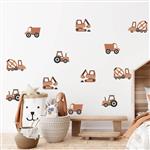 Muursticker Boho Construction Vehicles Vehicles
