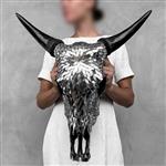 GEEN RESERVEPRIJS - Prachtige koeienschedel met inleg van glasmozaïek - Schedel - Bos Taurus - 30 cm