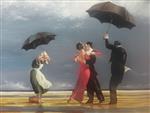 after Jack Vettriano - Baile en playa con paraguas