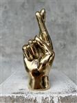 sculptuur, NO RESERVE PRICE - HOPE / PROMISE Hand Signal Sculpture in polished Brass - 24 cm - Messi