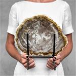 GEEN RESERVEPRIJS - Prachtig stuk versteend hout op een aangepaste standaard - Gefossiliseerd hout -