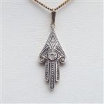 Zonder Minimumprijs - Art Deco Diamant(0.03ct) - Ketting met hanger - 14 karaat Geel goud, Witgoud