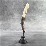 Snijwerk, -NO RESERVE PRICE - An Eagle carving from a deer antler on a custom stand - 23 cm - Herten