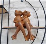 Beeldje - A jolly frog couple - IJzer (gegoten/gesmeed)