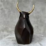 Beeld, No Reserve Price - Abstract Buffalo, Bronze with Golden Accents - 15 cm - Brons