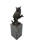 Beeldje - Wise owl - Brons, Marmer