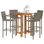 vidaXL 5-delige Tuinbarset massief acaciahout en poly rattan grijs