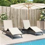 vidaXL Ligstoelen 2 st met tafel poly rattan bruin