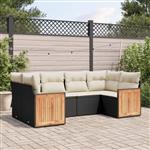vidaXL 6-delige Loungeset met kussens poly rattan zwart