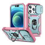 Armor Hoesje voor iPhone SE (2022) - met Kickstand en Camera Slide - Magneet Grip Cover - Roze-Groen