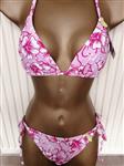 Roze Bikini met Wit en Fuchsia - Med en Large