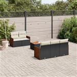 vidaXL 6-delige Loungeset met kussens poly rattan zwart