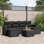 vidaXL 7-delige Loungeset met kussens poly rattan zwart
