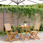 vidaXL 3-delige Bistroset stof en massief hout beige