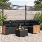 vidaXL 6-delige Loungeset met kussens poly rattan zwart