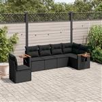 vidaXL 6-delige Loungeset met kussens poly rattan zwart